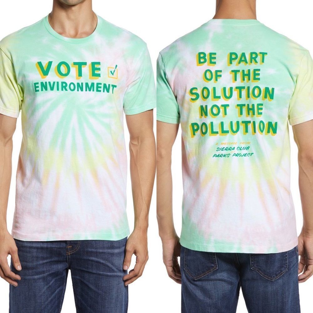 Sierra Club Parks Project Tie Dye Short Sleeve Crew Casual Green XS XSmall NWT